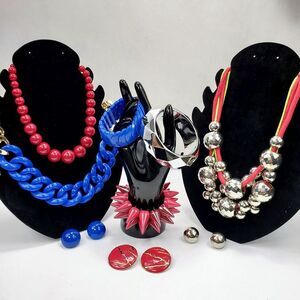 Vintage 80s Funky Fashion Jewelry Lot 9 Piece Statement Bundle